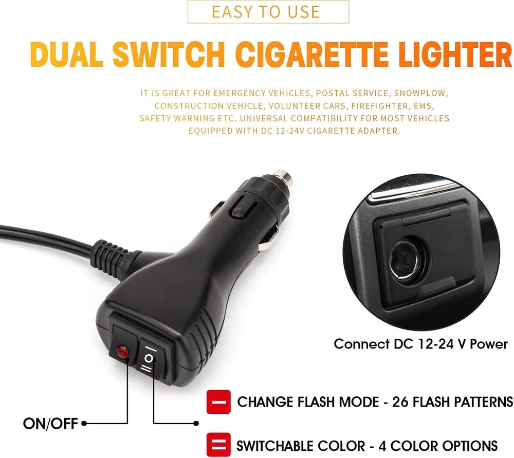 Upgraded Switchable 4 Colors Emergency Strobe Traffic Advisor Light Bar 162 LED