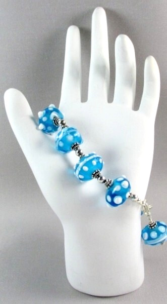 Handmade AQUA LAMPWORK beaded bracelet OOAK