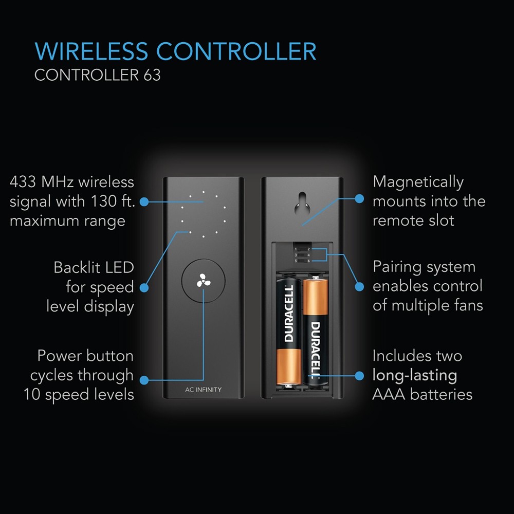 CONTROLLER 63, Wireless Remote Fan Controller with 10-Speed Programming
