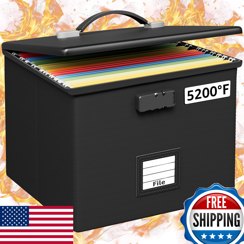 Fireproof File Box for Documents - Portable Fire Resistant Document Organizer