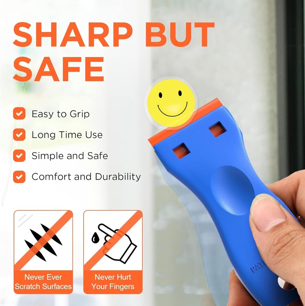 Multi-Purpose Plastic Razor Blade Scraper Kit - 100 No Scratch Blades Included