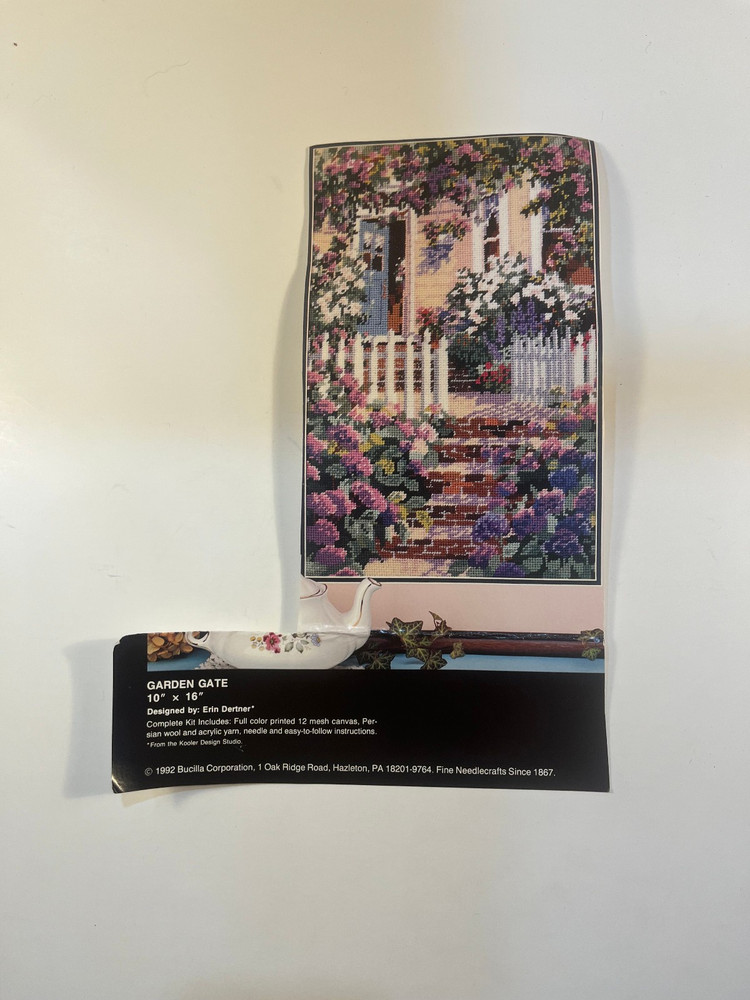 Bucilla Needlepoint Kit #4662 "Garden Gate" - Started