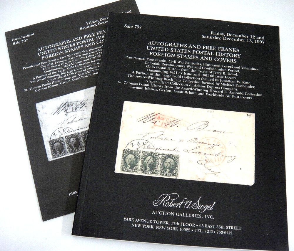 Siegel Stamp Auction Catalog w Prices Autographs Free Franks Adams Express