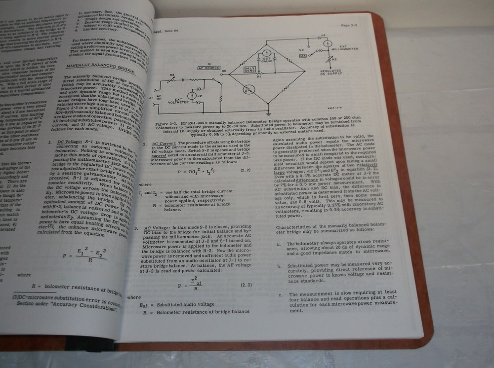 HP MICROWAVE POWER MEASUREMENT APPLICATION NOTE 64 TECHNICAL MANUAL 64