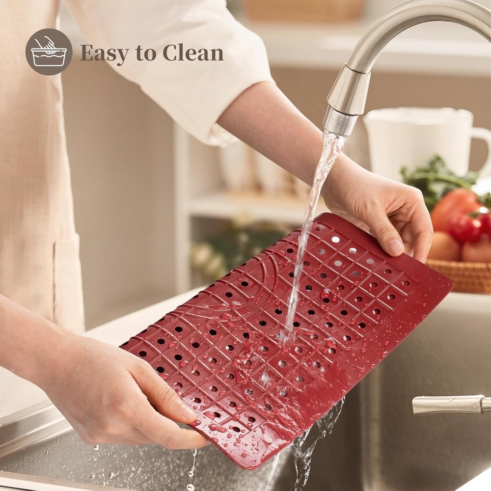 Kitchen Sink Mat, 12" x 10" Rectangular Sink Protector Pad, Fast-Draining Gri...