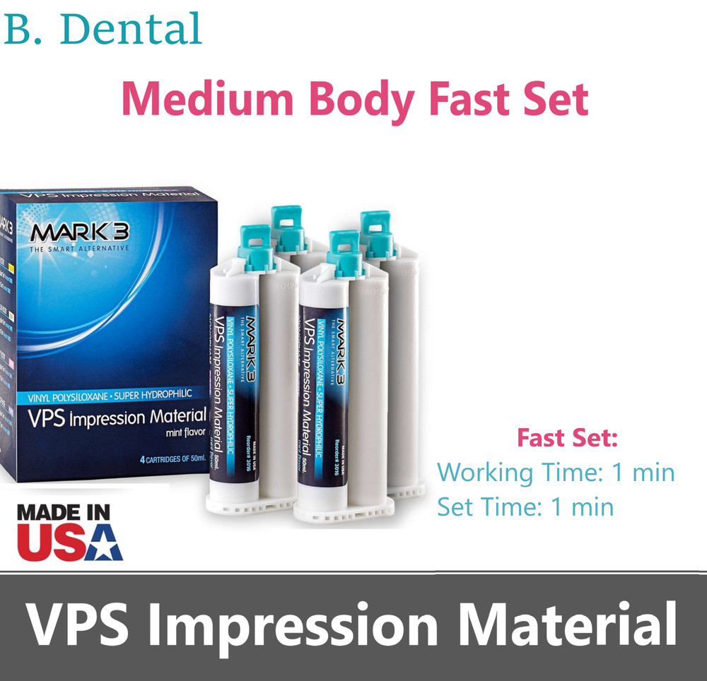 Dental MEDIUM BODY FAST SET VPS PVS Impression Material FAST Set 50ML Cartridges
