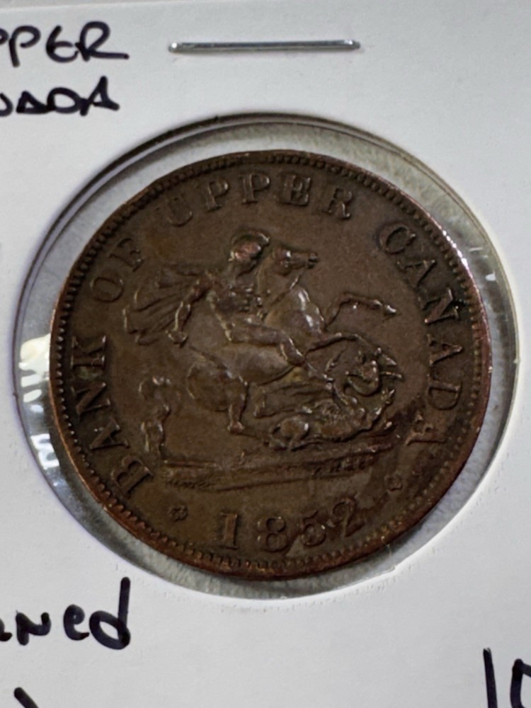 1852 Upper Canada 1/2 Penny Cleaned