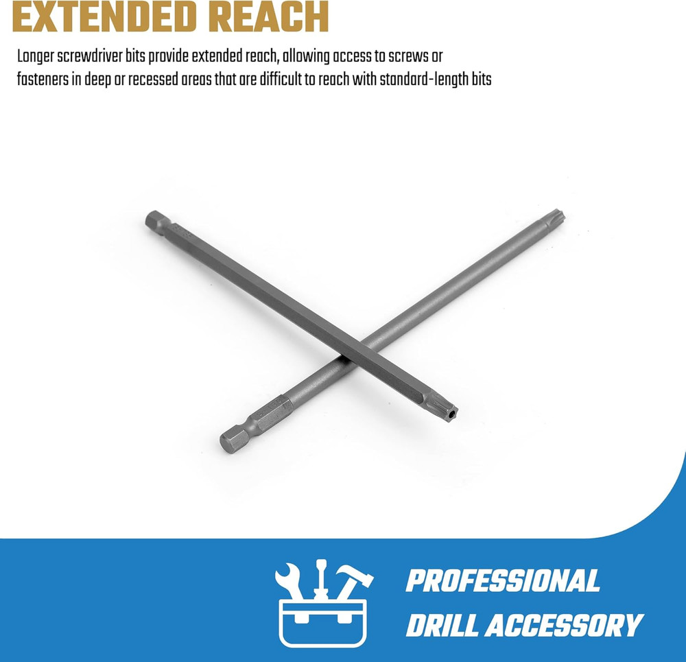 TEGRODEX Extra Long Security Torx Bit Set, Extended Tamper Proof Star Bit Set, 1