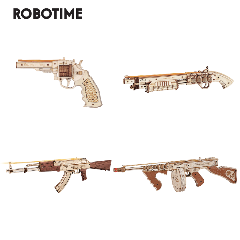 ROKR 4-Set Corsac/Terminator/Assault Rifle/Submachine 3D Wooden Puzzle Gift Toys
