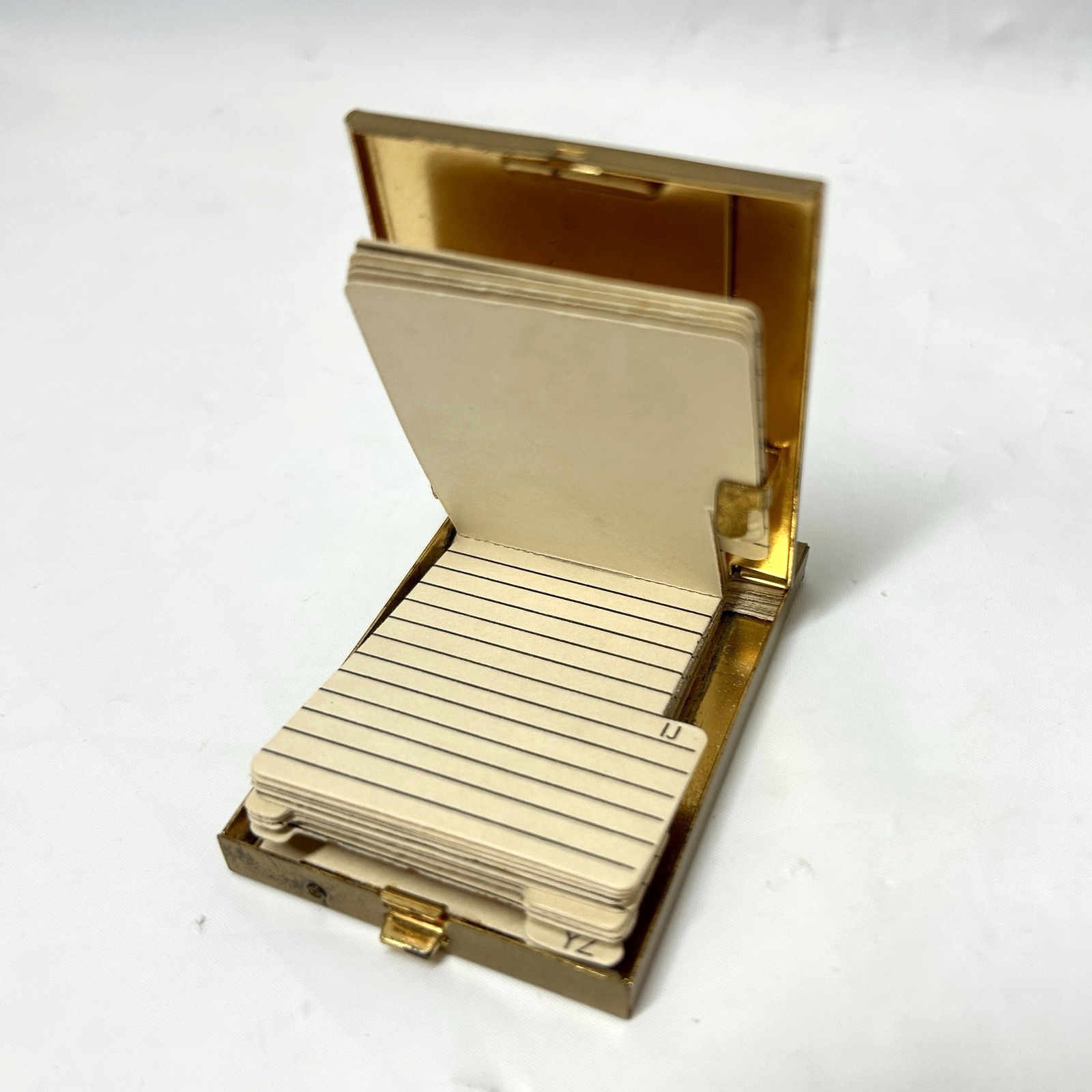 Vintage Mini Flip Up Pocket Rolodex Address Phone Book Brass Gold Tone