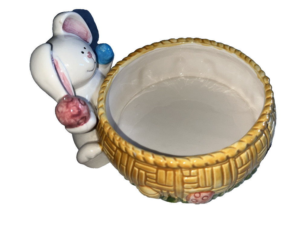 Easter Candy Dish Papel Ceramic Bowl Easter Eggs Bunny Rabbit