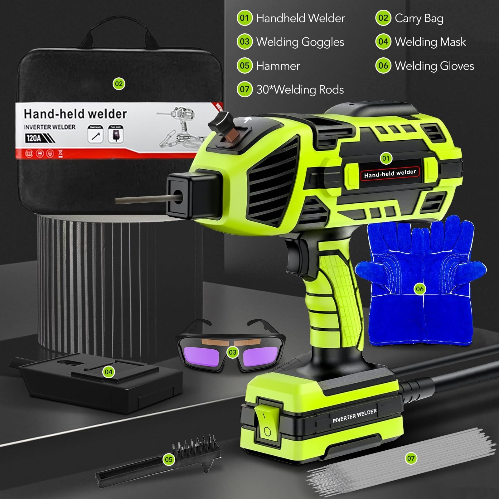 YesRight Electric ARC Welder Gun 110V, Stick Welding Kit with 30 Rods & Goggle