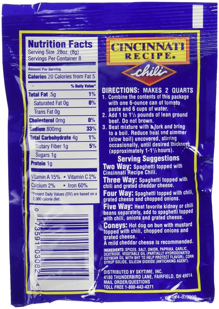 6 Pack Cincinnati Chili Mix Packets