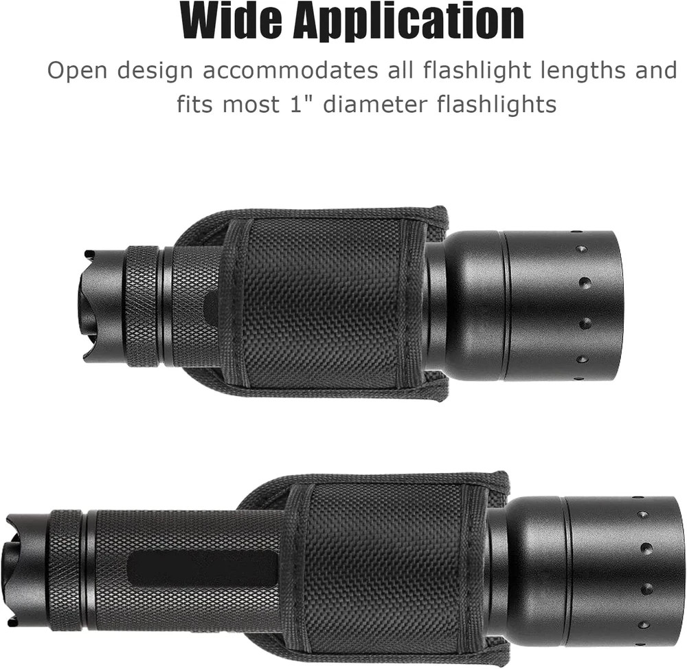 Flashlight Holster for Duty Belt, Open Top D Cell Compact Light Holder Case, Nyl