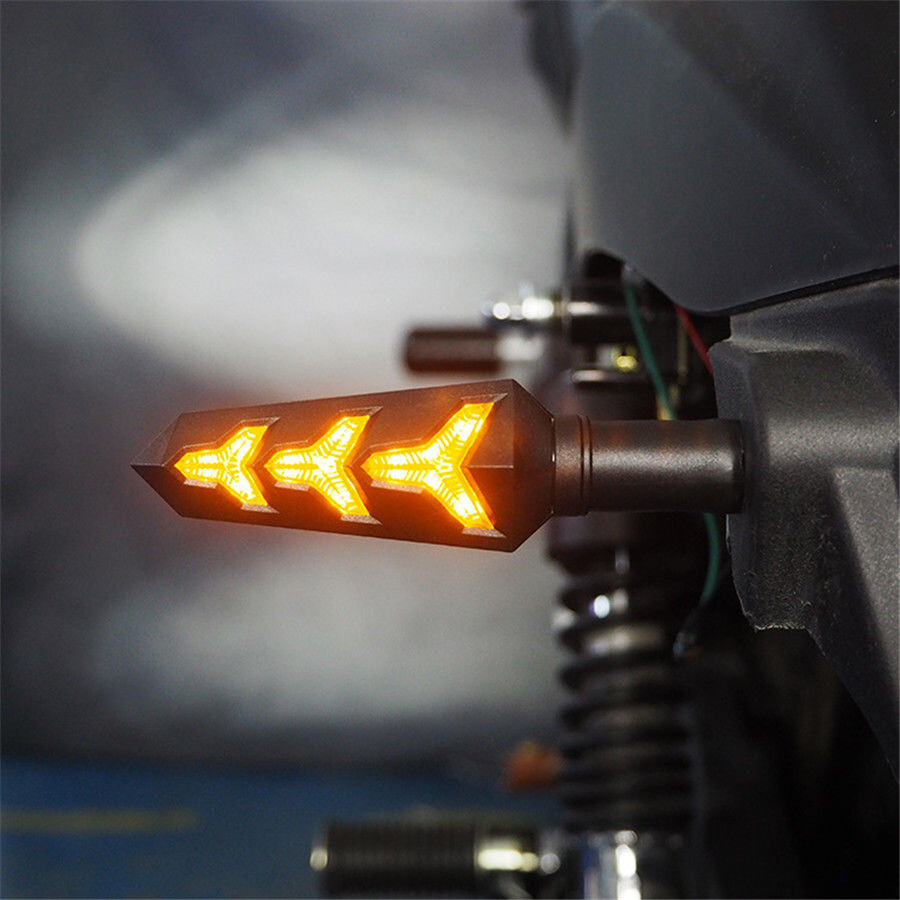 4X Sequential Motorcycle LED Turn Signals Flowing Water Blinker Lights indicator