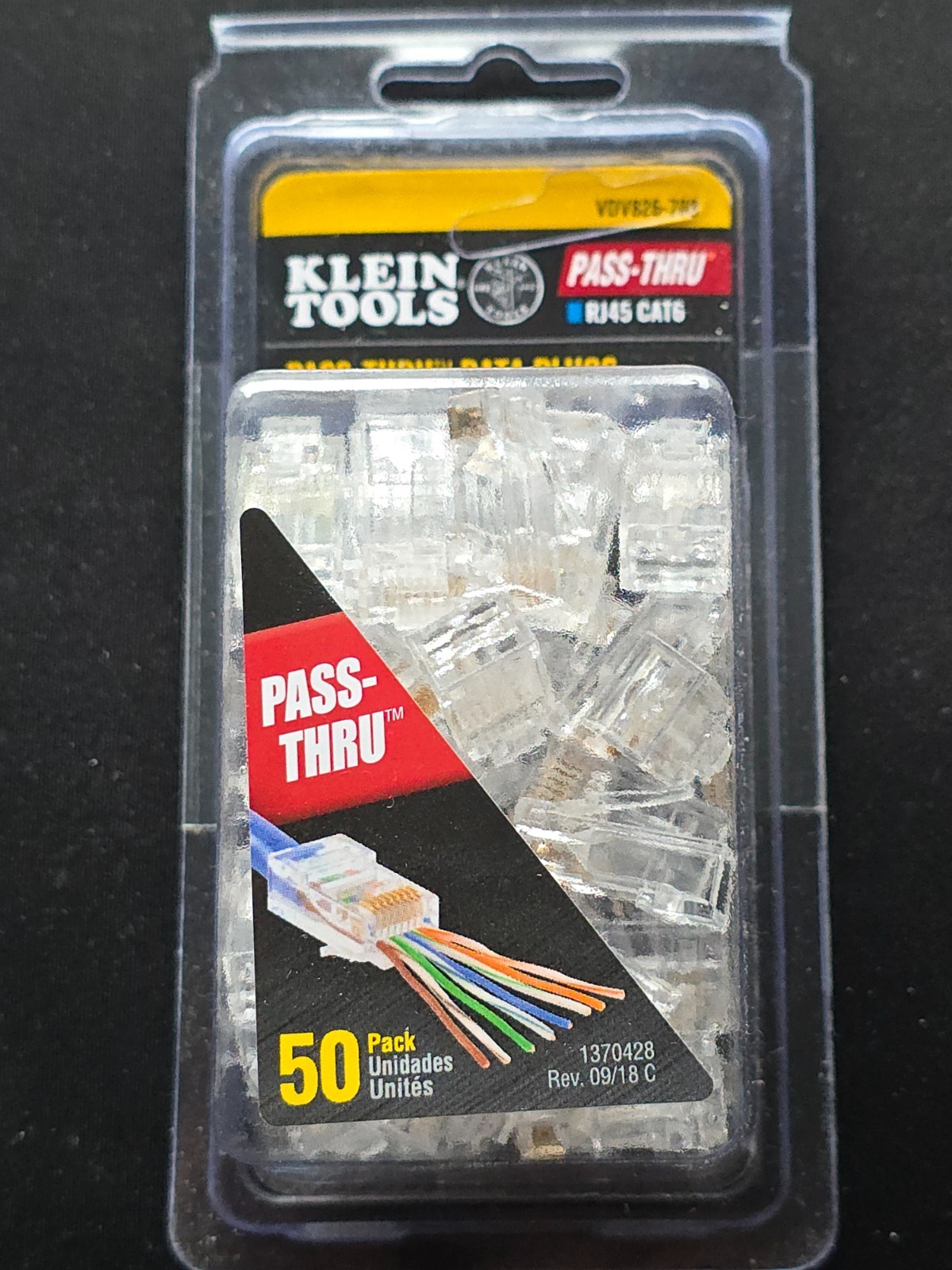 Klein Tools VDV226-005 Compact Pass-Thru Crimper + RJ45 CAT6 50 Pcs Data Plugs