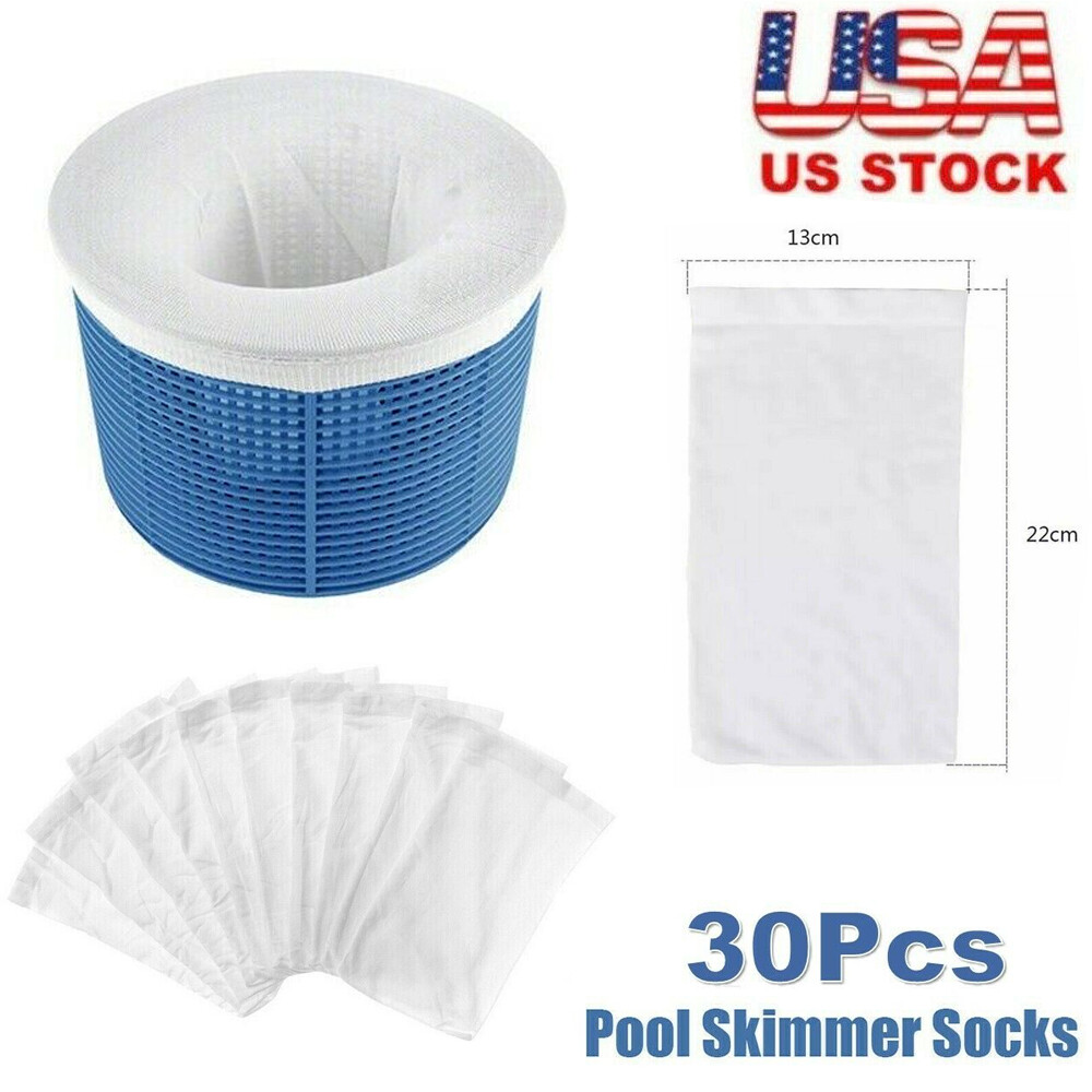 30 Pack Pool Skimmer Socks Filter Replacement Savers for Basket Swimming Pool US