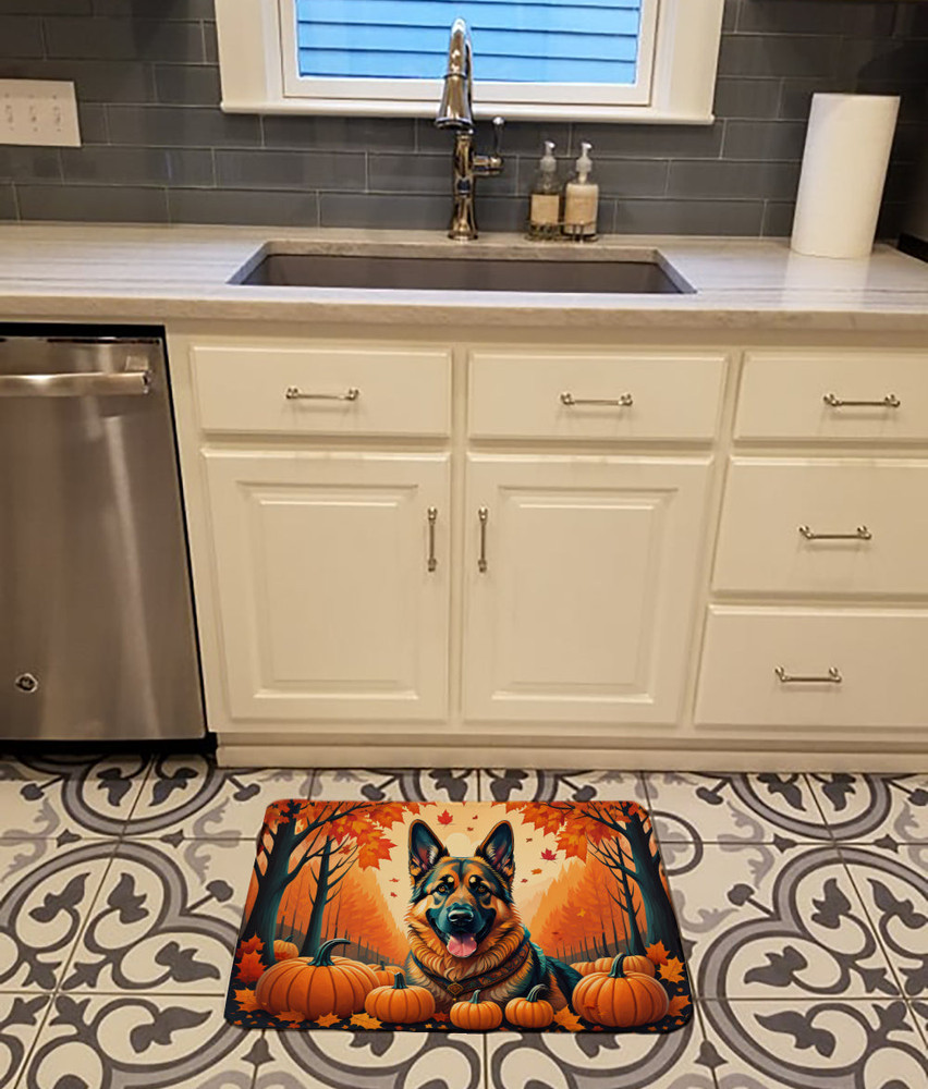 German Shepherd Fall Memory Foam Kitchen Mat