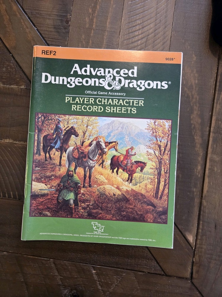 Advanced Dungeons & Dragons Player Character Record Sheets REF2 TSR AD&D 2E Pad