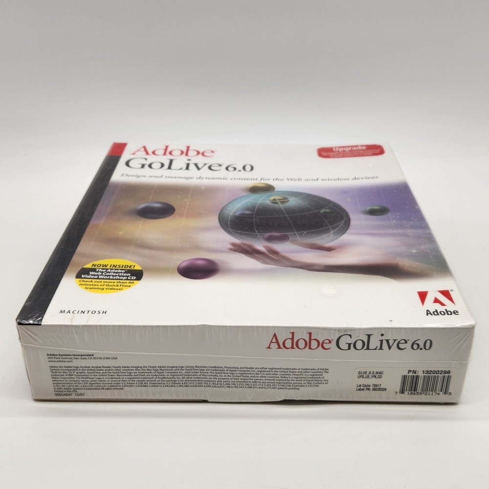Adobe GoLive6.0 Upgrade Macintosh Mac Big Box Vintage Software Sealed