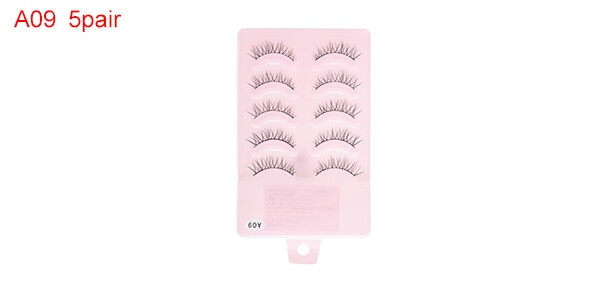 Natural False Eyelashes for Makeup Black A09 5 Pair