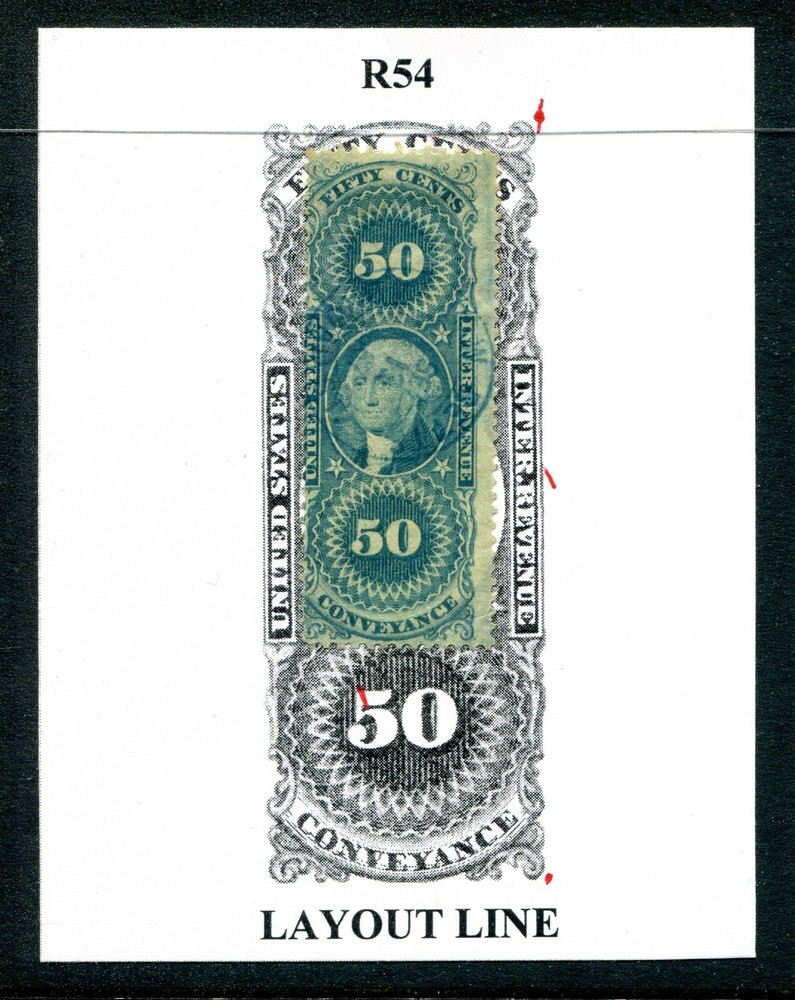 US #R54 Used on Mat with Scratches and Layout Dot