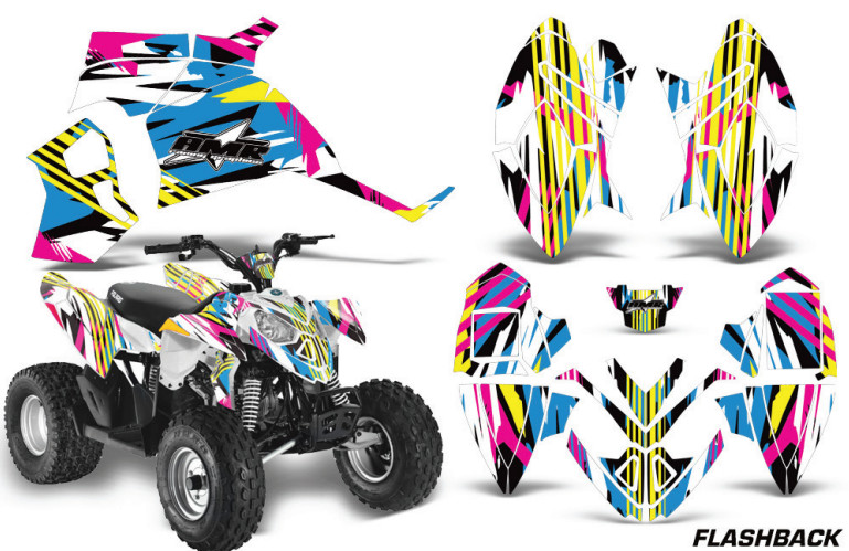 ATV Decal Graphic Sticker Kit For Polaris Outlaw 90 110 2002-2025 Flashback