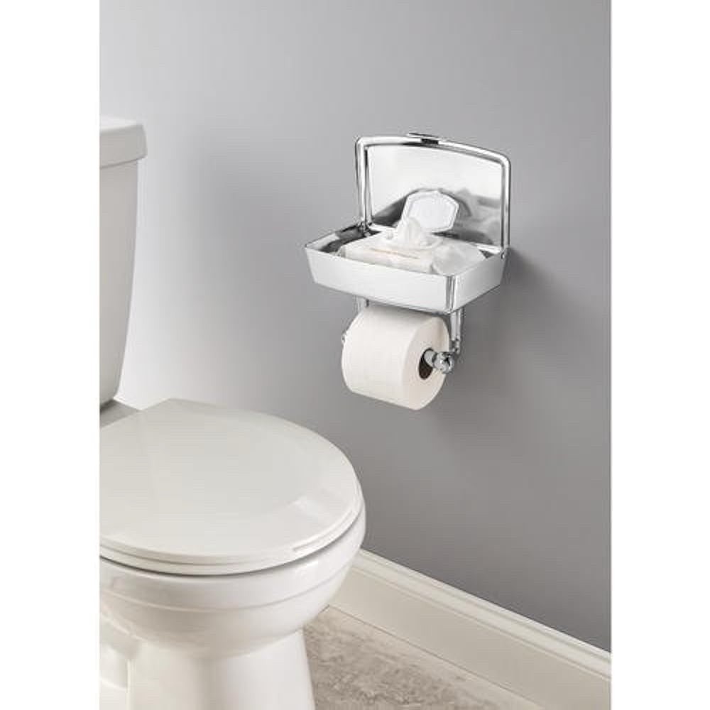 Delta Toilet Paper Holder with Hidden Wipes Storage – Chrome Bathroom Fixture