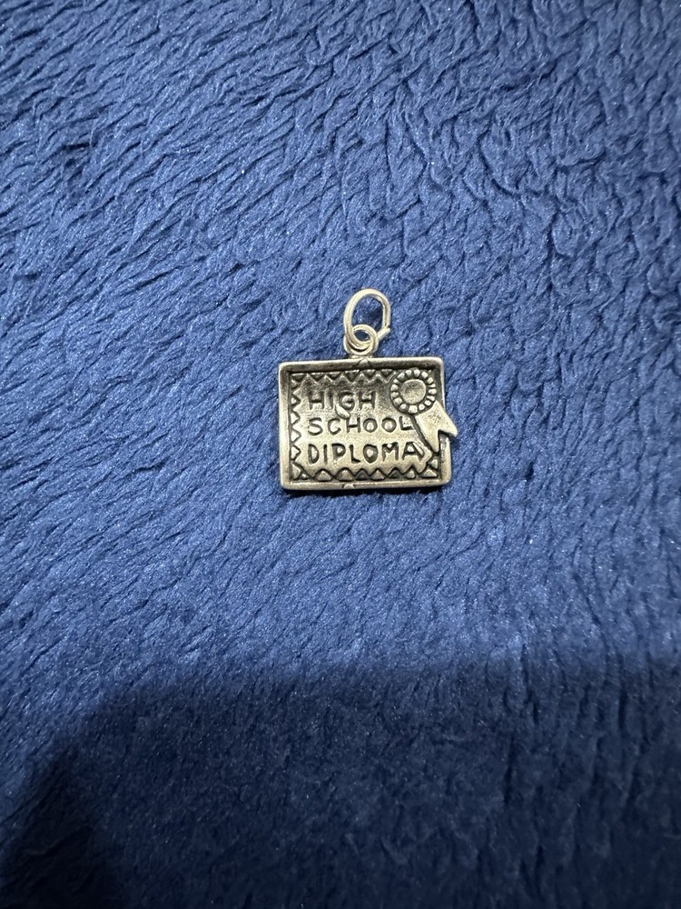Sterling Silver 925 ‘High School Diploma’ Dangle Charm, 15mm