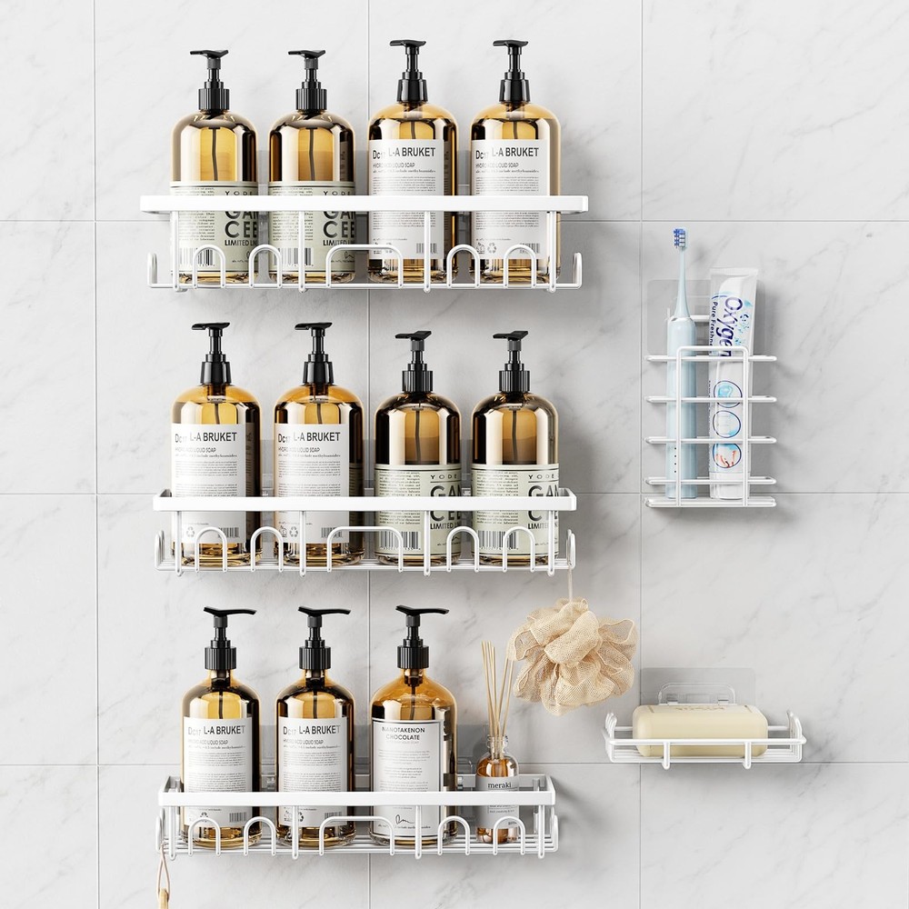 Shower Caddy, 5 Pack Shower Shelves for Inside Bathroom, Rustproof Adhesive B...