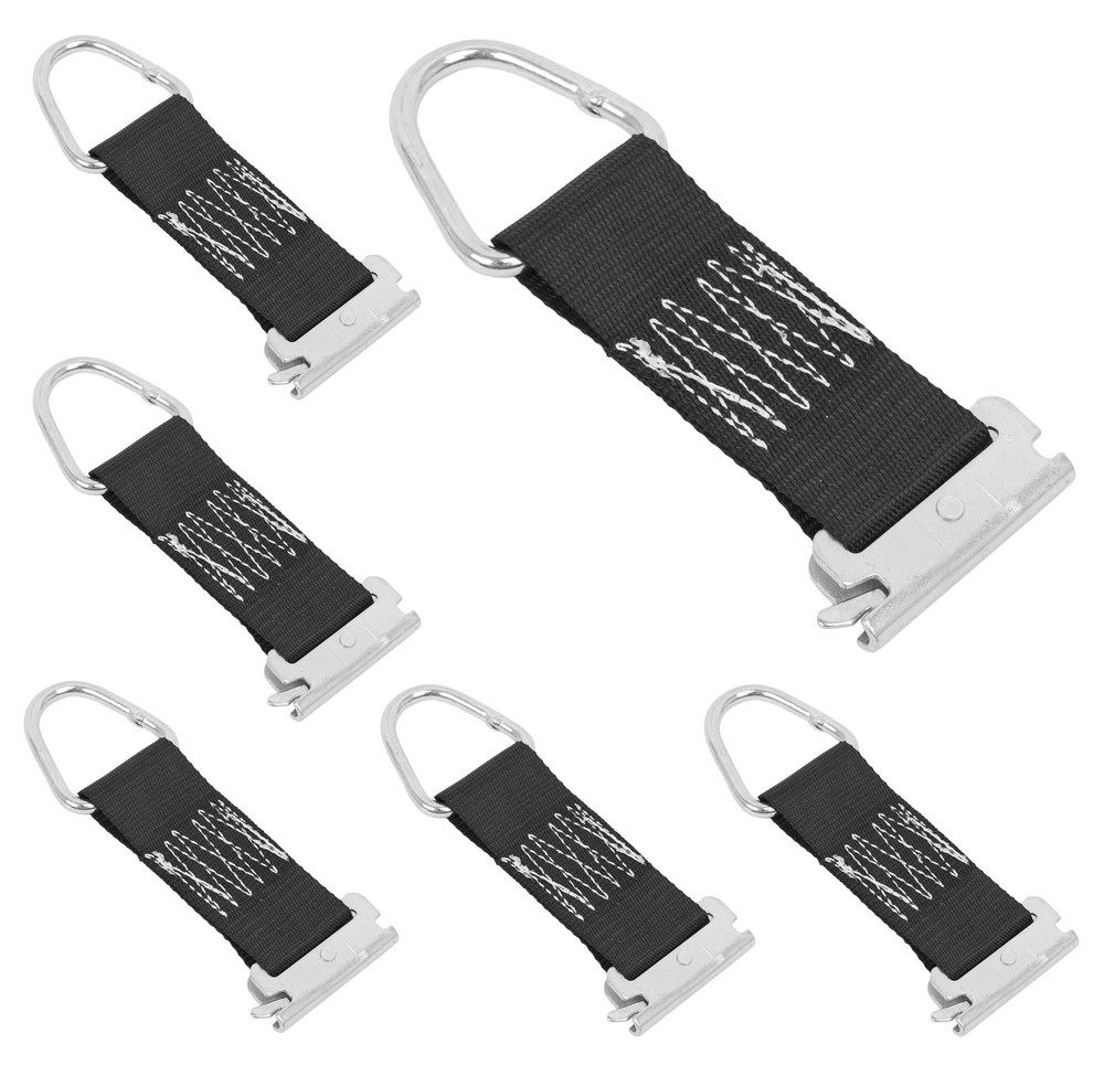 6-Pack E-Track D-Ring Fittings, Black Webbing, Tie-Down Anchor, 1467 lb