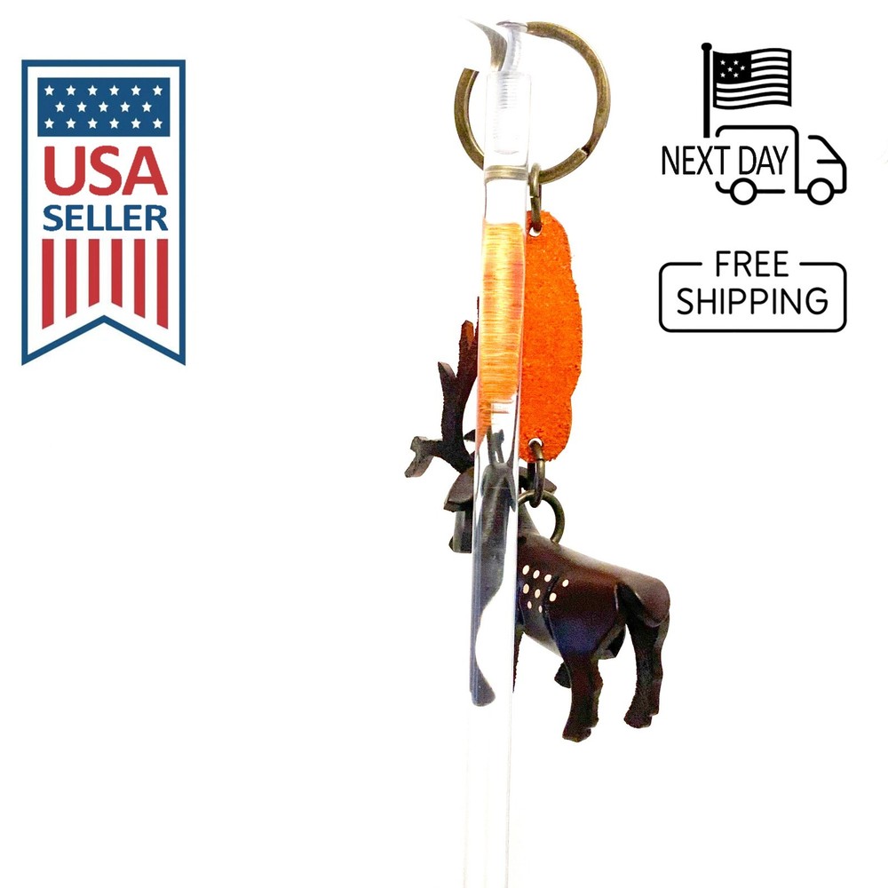 Sika Deer (Brown) Handmade Leather Keyring