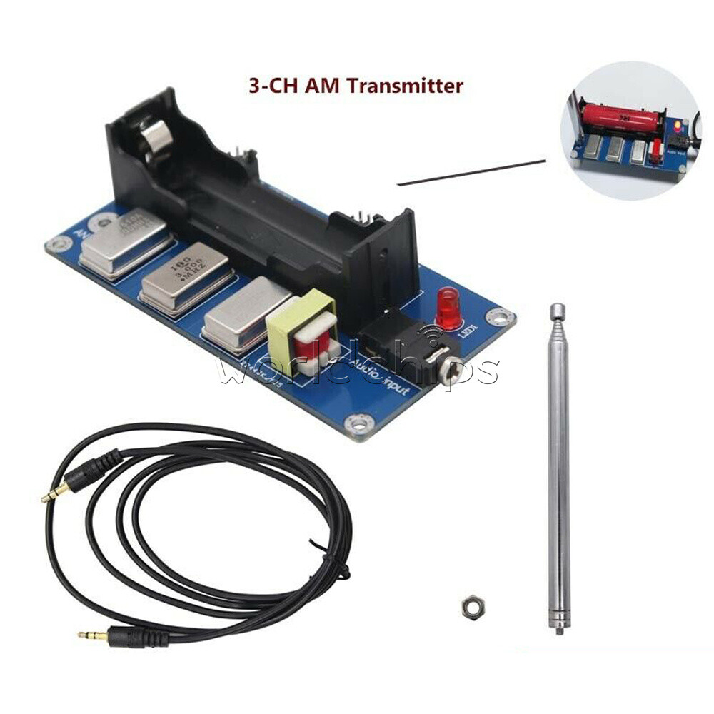 3-Channel AM Transmitter 1MHz 3MHz 5MHz Finished Board + Antenna+Audio Cable