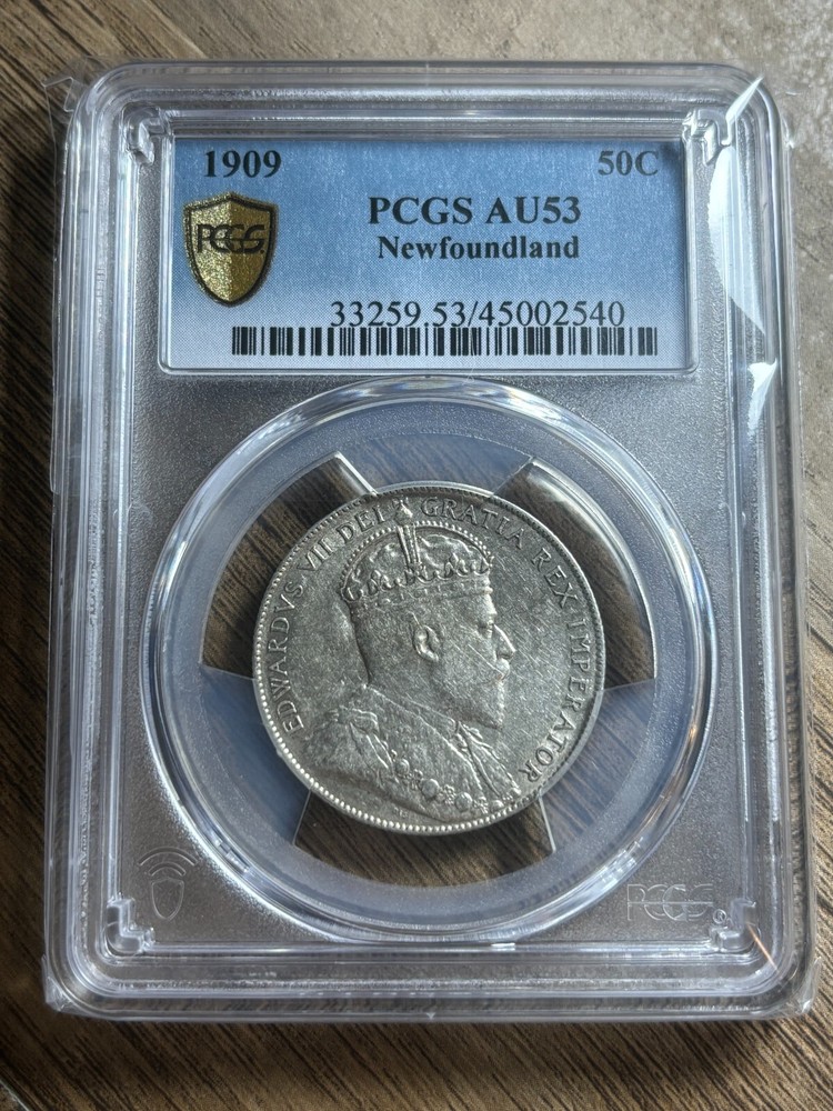Newfoundland 50 Cents 1909 PCGS Graded AU53