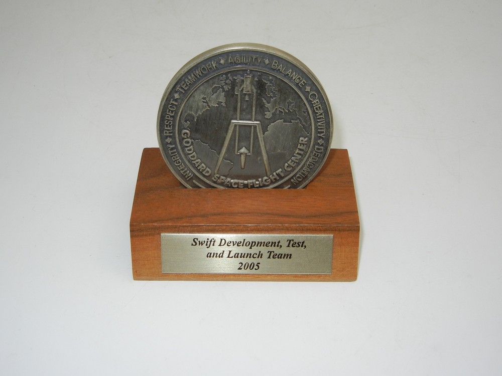 NASA Goddard Space Flight Center Swift Development Test Launch Team Medal