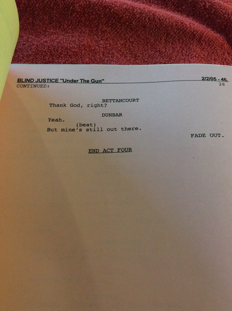 ORIGINAL SCRIPT BLIND JUSTICE UNDER THE GUN STEVEN BOCHCO RON ELDARD NICHOLS
