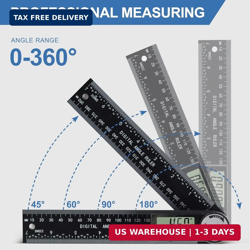 Digital Angle Finder Protractor, 3rd Generation Quick Display Angle Gauge Ruler,