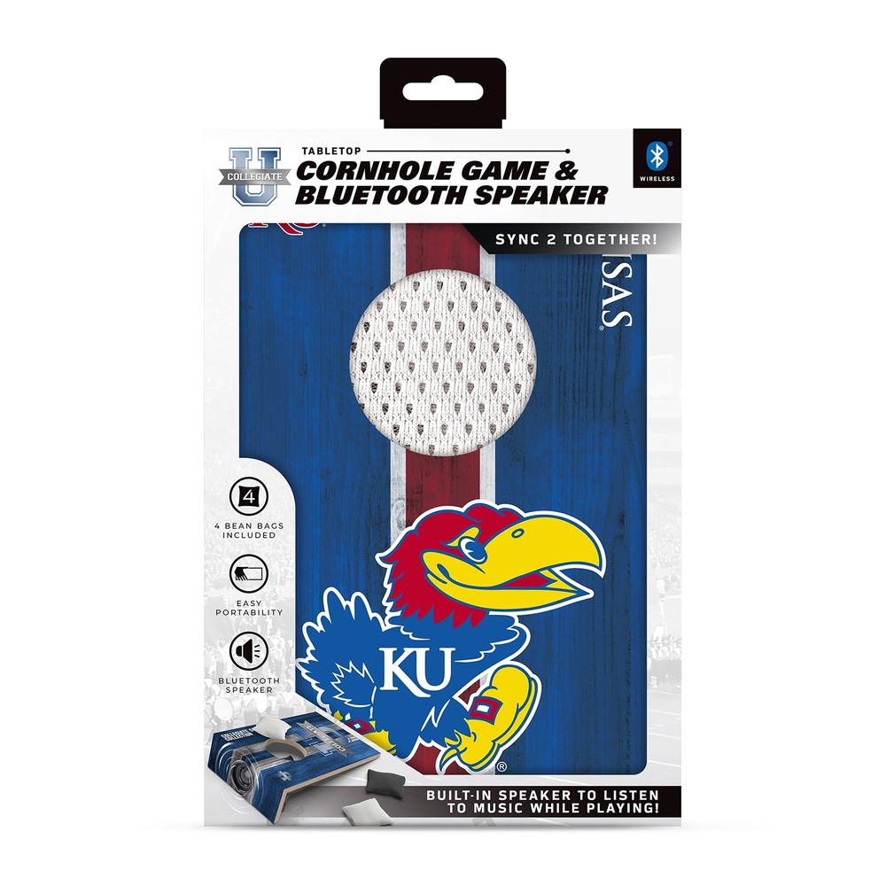 SOAR NCAA Tabletop Cornhole Game and Bluetooth Speaker, Kansas Jayhawks
