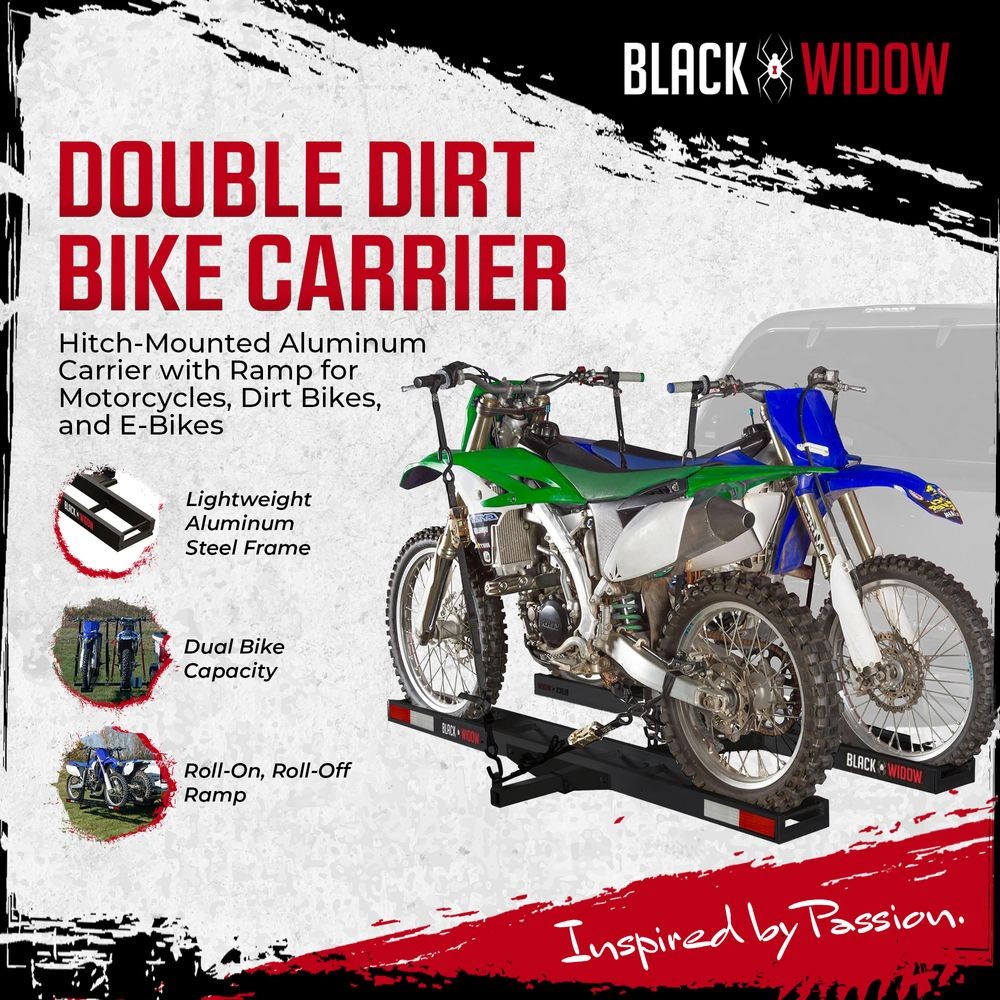 Black Widow Pro Black Anodized Aluminum Double Dirt Bike Carrier - 600 lb. Cap