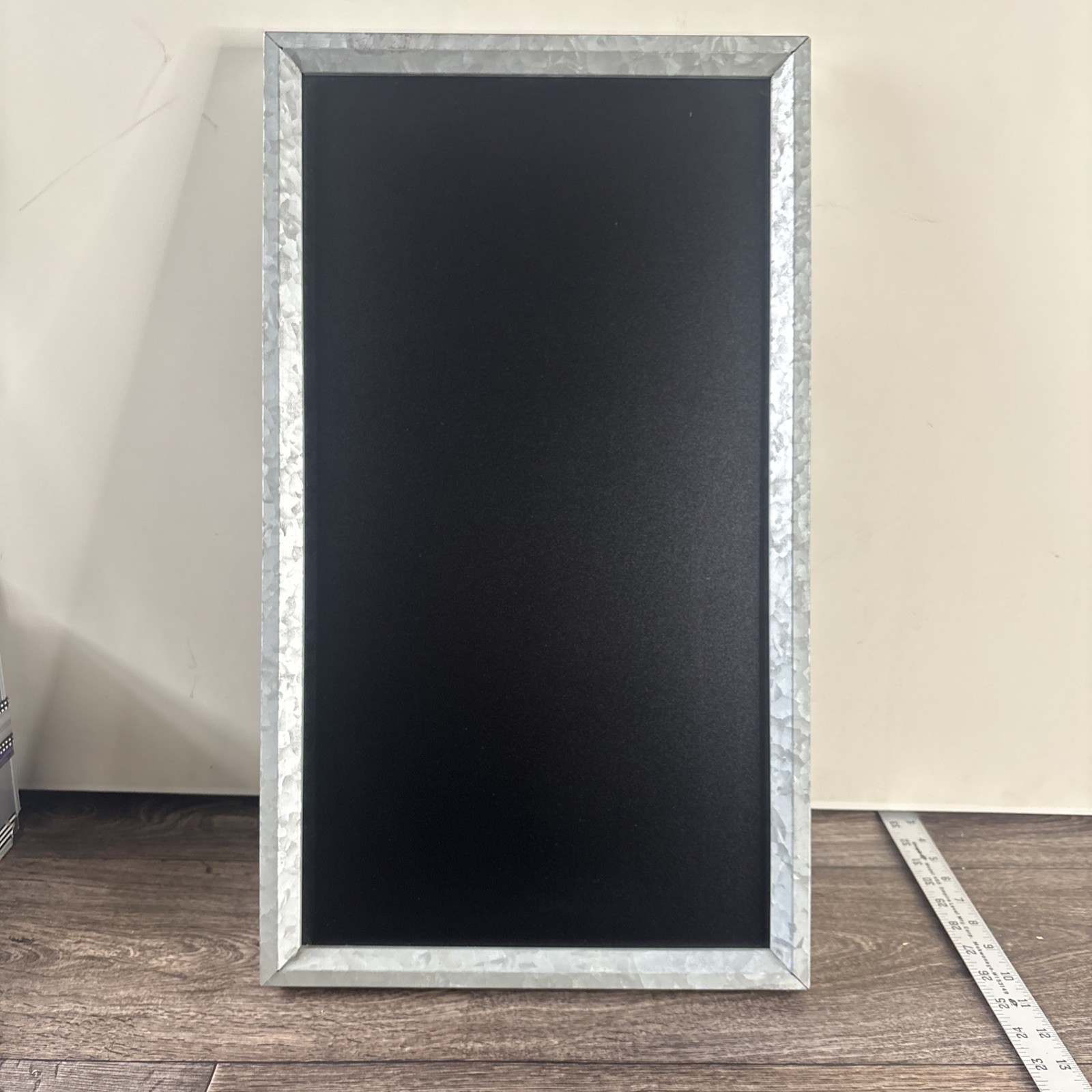 Rectangular Chalk Board with Galvanized Metal Frame,13x23in Blank And Silver