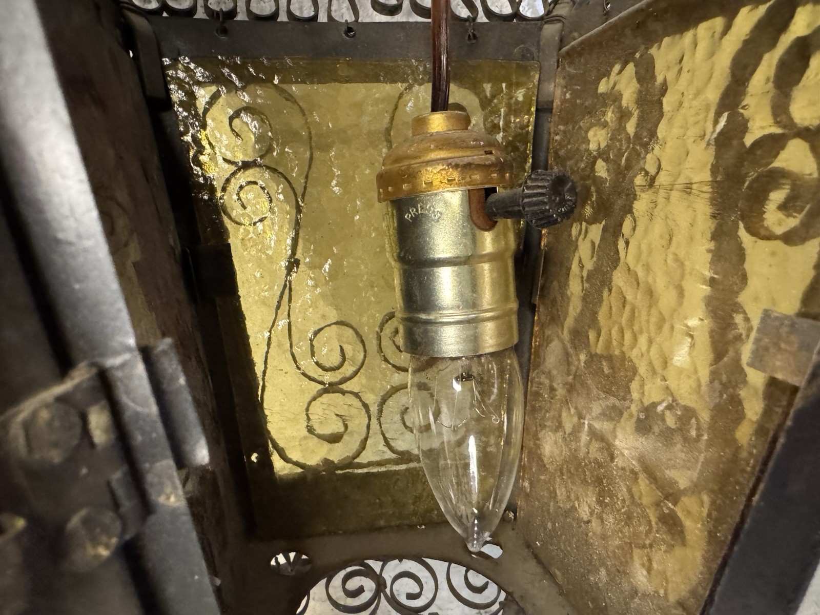 Antique Venetian Wrought Iron Lantern Hanging Electrified Light Gothic Italian