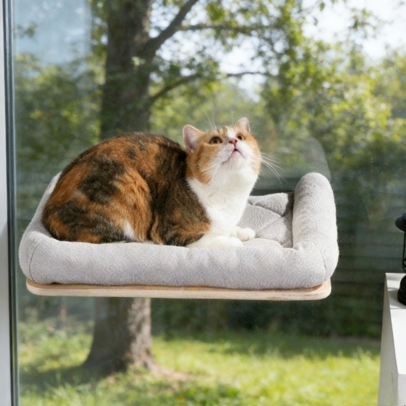 Cordless Cat Window Perch, Cat Hammock for Wall with 4 Strong Suction Cups US