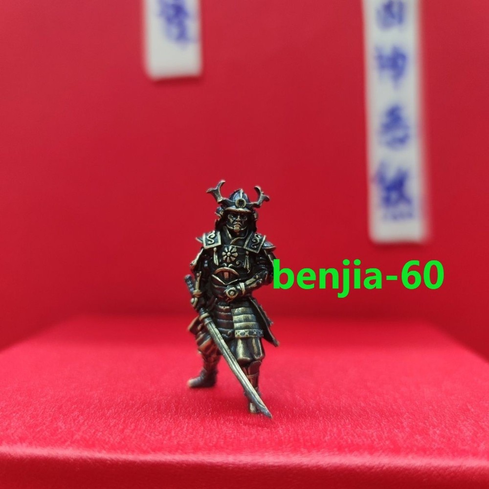 1PC Black Solid Bronze Slash Samurai Ancient Soldier Statue Piece Crafts New