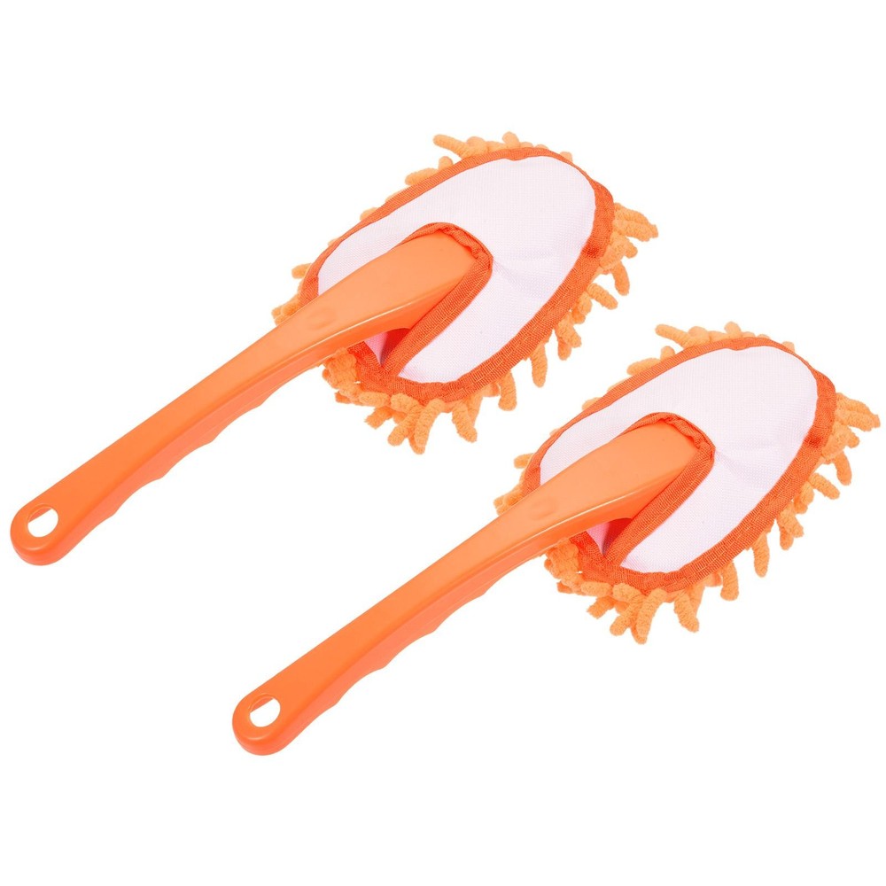 Microfiber Chenille Dust Washable Cleaning Brush, Orange, 2pcs