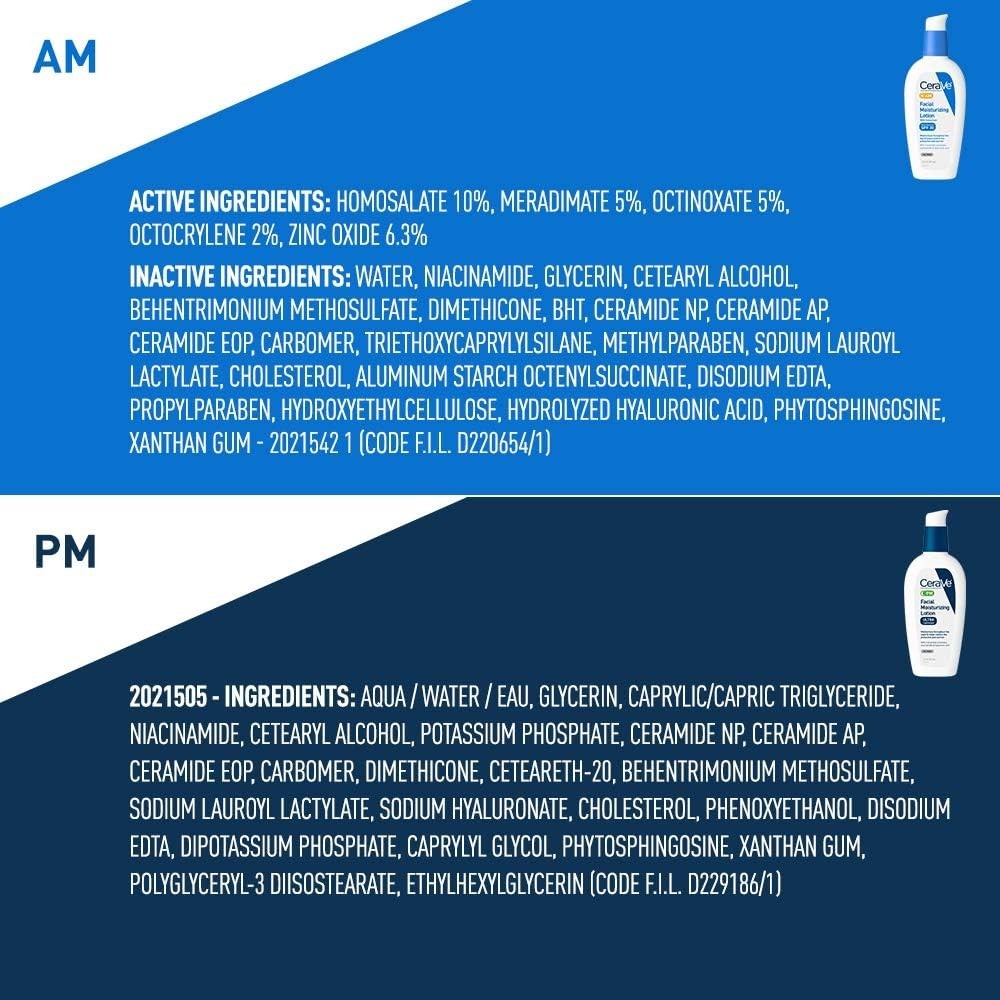 CeraVe Day & Night Face Lotion Skin Care Set | Contains AM with SPF 30 US STOCK