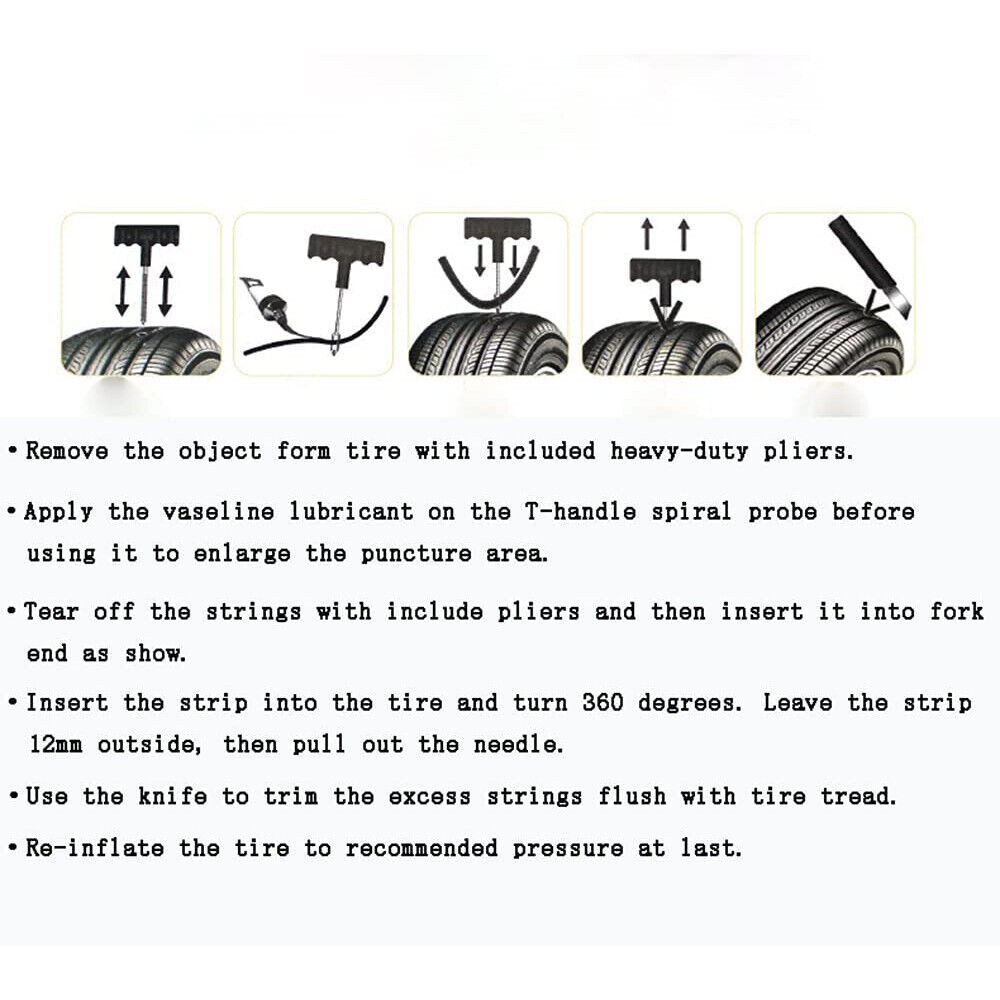 7PC Tire Repair Kit with Plug Flat Tire Puncture Repair Tire Plug Kit Heavy Duty