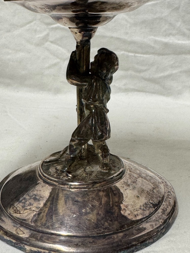 Hall Elton &Co Silver Plate Centerpiece Candy Dish,Child Figure,Bees -Mid 19th C