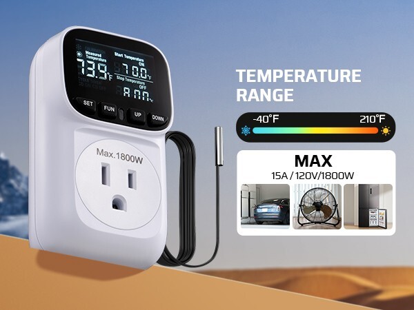 DEWENWILS Digital Temperature Controller, Thermostat Outlet Plug,Cyclic Timing