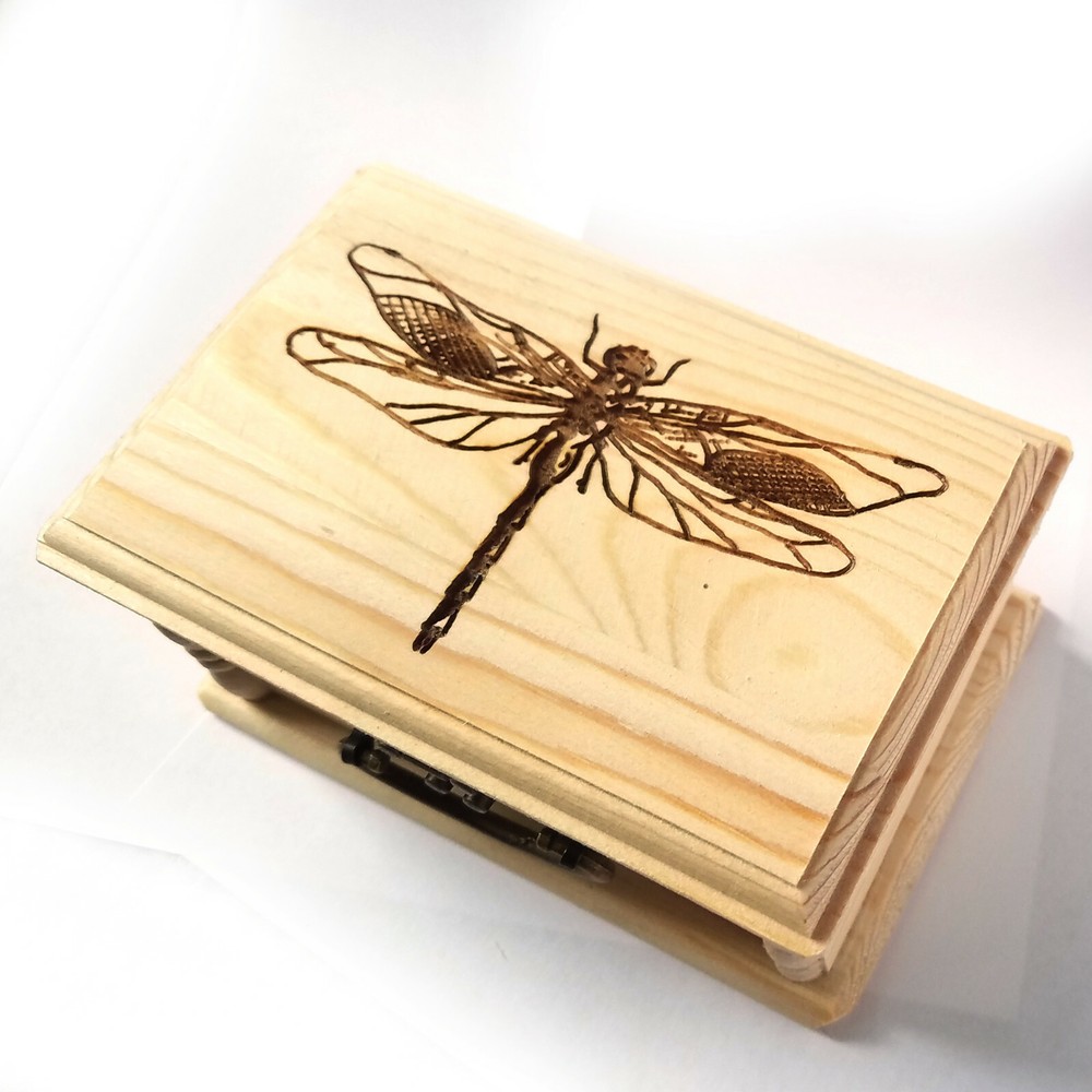 Dragonfly Latched Wooden Box, Free Engraved Personalization, Small Keepsake Box