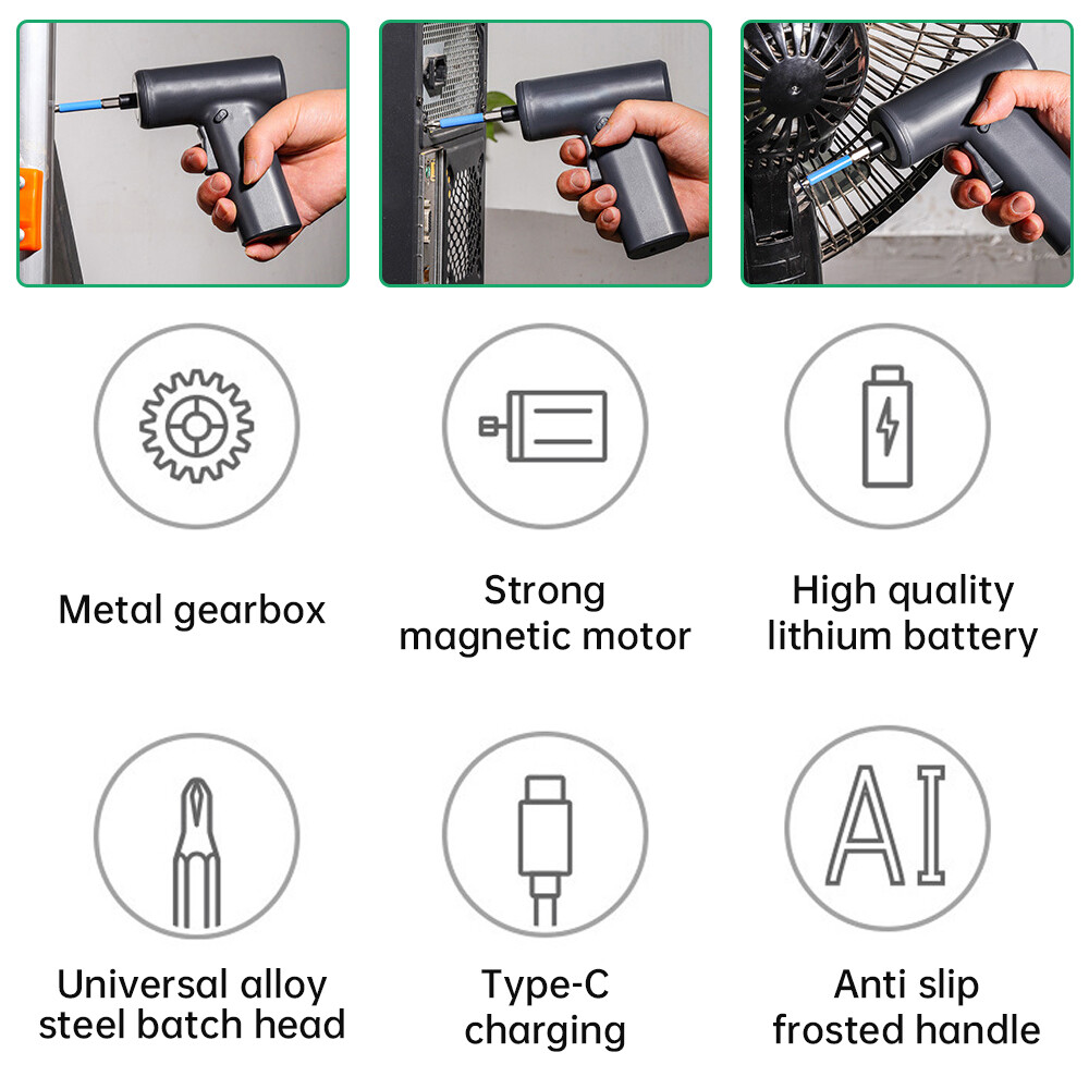 Multifunctional 3.6V Cordless Electric Screwdriver USB Rechargeable High Torque